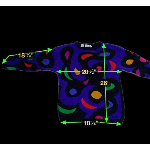 Rafaella Vtg Sweater Artsy Fuzzy Purple Angora Lambswool L 80’s Retro Rainbow - Picture 10 of 10